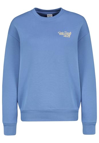 Sublevel Damen Sweatshirt mit Dolce Far Niente Aufdruck, Rundhalsausschnitt, Farben:Blau, Größe:M von Sublevel
