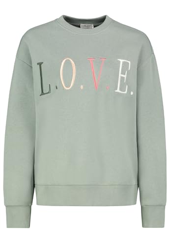 Sublevel Damen Sweatshirt mit Statement-Print – Bequemer Rundhals Pullover im Oversized Look, weich & stylisch, Pastellfarben Light-Green S von Sublevel