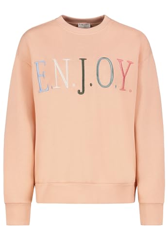 Sublevel Damen Sweatshirt mit Statement-Print – Bequemer Rundhals Pullover im Oversized Look, weich & stylisch, Pastellfarben orange S von Sublevel