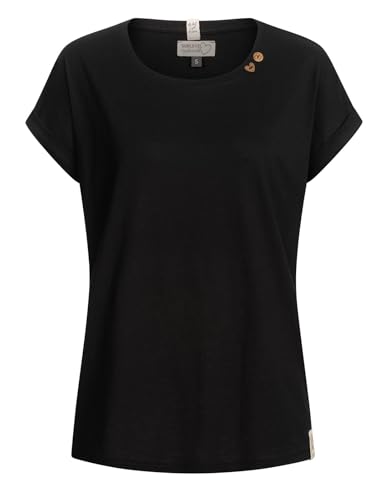 Sublevel Damen T-Shirt LSL-496 Loose Fit einfarbiges Kurzarmshirt Rundhals Black S von Sublevel