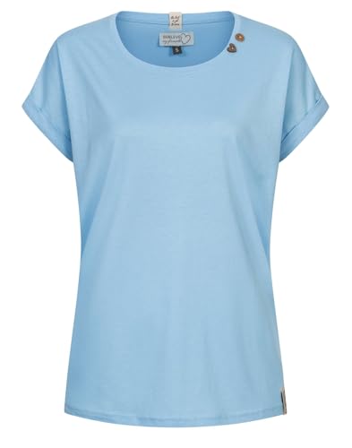Sublevel Damen T-Shirt LSL-496 Loose Fit einfarbiges Kurzarmshirt Rundhals Light Blue S von Sublevel