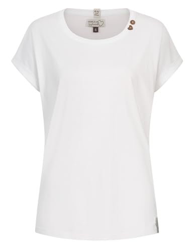 Sublevel Damen T-Shirt LSL-496 Loose Fit einfarbiges Kurzarmshirt Rundhals White L von Sublevel