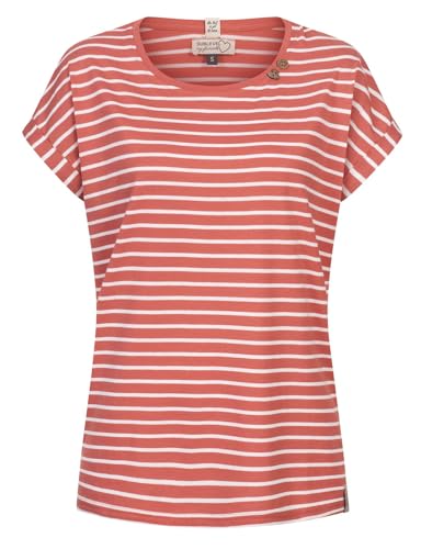 Sublevel Damen T-Shirt LSL-496 Loose Fit gestreiftes Kurzarmshirt Rundhals Middle Rose M von Sublevel