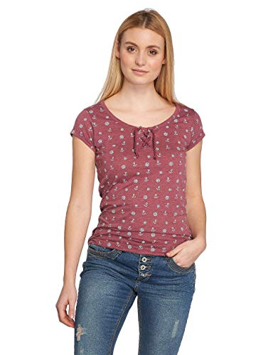 Sublevel Damen T-Shirt mit Mini Anker Print und Kordel Dark-Rose S von Sublevel