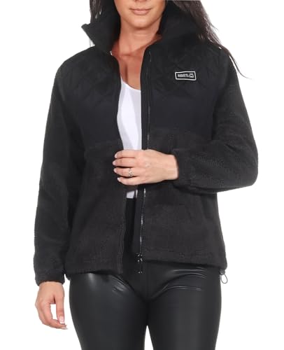 Sublevel Damen Teddy-Fleecejacke LSL-484 Plüschjacke mit Steppbesatz und Kragen Dark Grey S von Sublevel