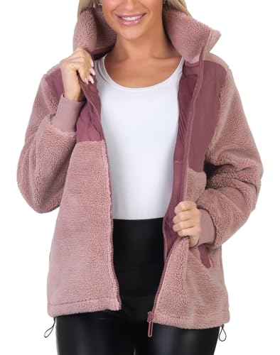 Sublevel Damen Teddyfleece Jacke LSL-471 Teddyjacke mit hohem Kragen Antique Rose S von Sublevel