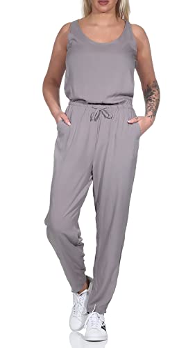 Sublevel Damen Viskose Jumpsuit LSL-444 Overall ärmellos Light Grey L von Sublevel