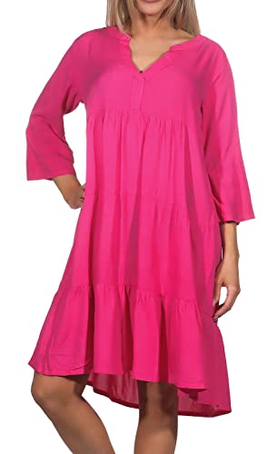 Sublevel Damen Viskose Mini Kleid LSL-413 Tunika Dark Pink S von Sublevel