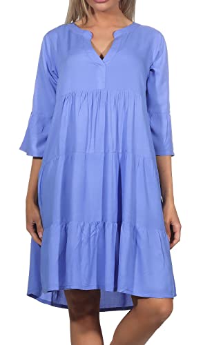 Sublevel Damen Viskose Mini Kleid LSL-413 Tunika Middle Blue S von Sublevel