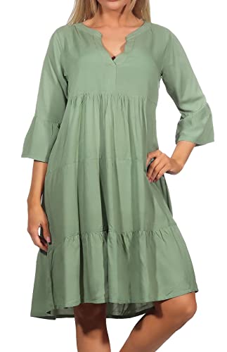 Sublevel Damen Viskose Mini Kleid LSL-413 Tunika Middle Green S von Sublevel