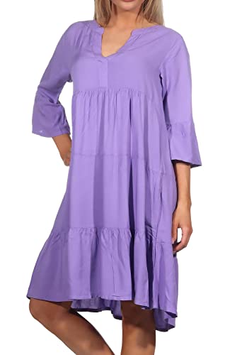 Sublevel Damen Viskose Mini Kleid LSL-413 Tunika Middle Purple M von Sublevel