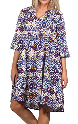 Sublevel Damen Viskose Mini Kleid LSL-413 Tunika mit Alloverprint Middle Purple M von Sublevel