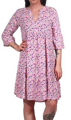 Sublevel Damen Viskose Mini Kleid LSL-413 Tunika mit Blumenmuster Flowers: Rose-Multicolour M von Sublevel