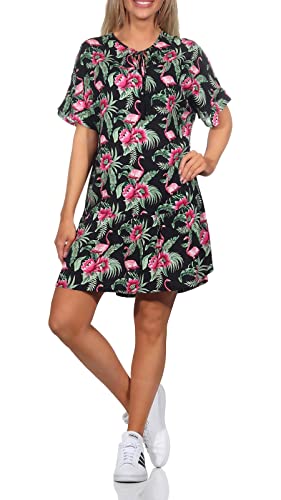 Sublevel Damen Viskose Mini Kleid LSL-443 geblümte Kurzarm Tunika Multicolor S von Sublevel