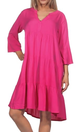 Sublevel Damen Viskose Mini-Kleid Tunika 3/4 Arm LSL-413 einfarbig Dark Pink L Sublevel Damen Viskose Mini-Kleid Tunika 3/4 Arm LSL-413 einfarbig Dark Pink L von Sublevel