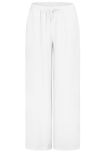 Sublevel Damen Viskose Strandhose, Luftig und Angenehm, Weite Sommerhose White XS von Sublevel