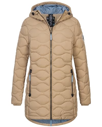 Sublevel Damen Winter Jacke Mantel Parka Steppjacke Steppmantel Wintermantel, Farbe:Beige, Größe:M 38 von Sublevel