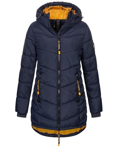 Sublevel Damen Winter Jacke Mantel Parka Steppjacke Steppmantel Wintermantel, Farbe:Navy, Größe:L (40) von Sublevel
