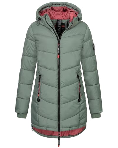 Sublevel Damen Winter Jacke Mantel Parka Steppjacke Steppmantel Wintermantel, Farbe:middle green, Größe:XXL (44) von Sublevel
