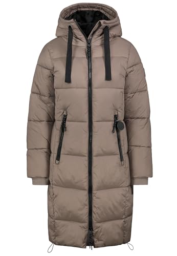 Sublevel Damen Winter Steppmantel – Langer, Warmer Mantel mit Kapuze für Kalte Wintertage brown XL von Sublevel