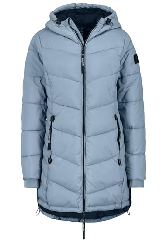 Sublevel Damen Winterjacke Stepp-Mantel mit Kapuze lang & tailliert, Outdoorjacke für Damen middle-blue L von Sublevel