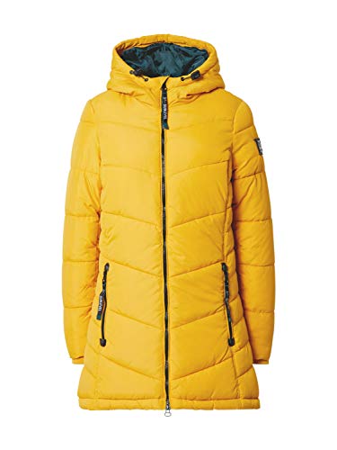 Sublevel Damen Winterjacke Stepp-Mantel mit Kapuze lang & tailliert, Outdoorjacke für Damen yellow M von Sublevel