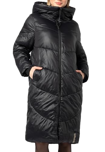 Sublevel Damen Wintermantel - Gesteppt, Puffer mit Kapuze, Tailliert black L von Sublevel