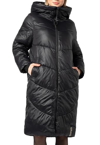 Sublevel Damen Wintermantel - Gesteppt, Puffer mit Kapuze, Tailliert black XL von Sublevel