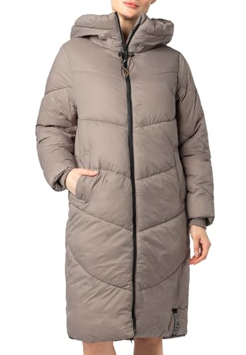 Sublevel Damen Wintermantel - Gesteppt, Puffer mit Kapuze, Tailliert light-brown XL von Sublevel