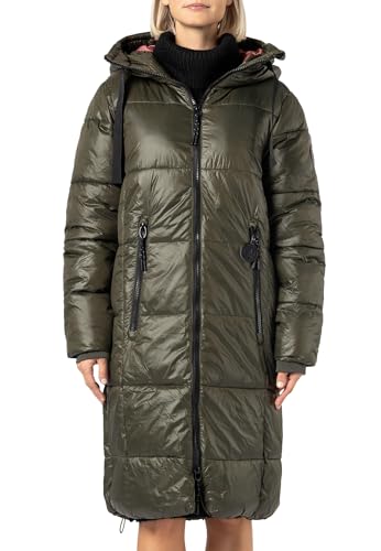 Sublevel Damen Wintermantel Steppmantel, Pufferjacke, Kapuze, Tailliert dark-green L von Sublevel