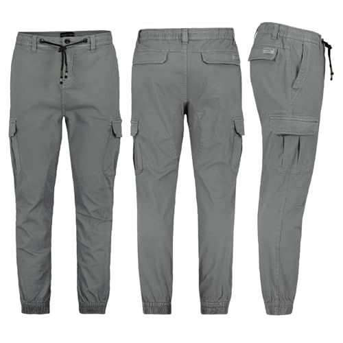 Sublevel Herren Cargo Hose Elastische Bündchen Freizeithose Chino, Hosengröße:W34, Farbe:Grau von Sublevel