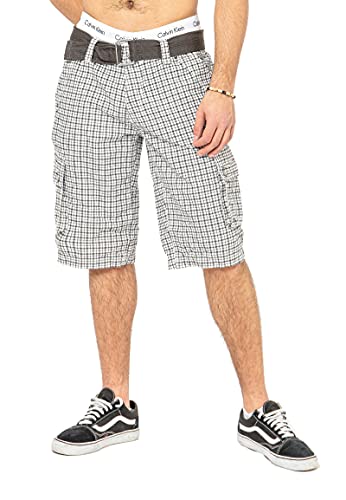 Sublevel Herren Cargo-Shorts mit Gürtel kariert Black 30 von Sublevel