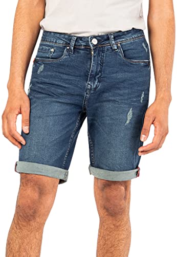 Sublevel Herren Denim Kurze Jeans Shorts im Used Look Dark-Blue 29 von Sublevel