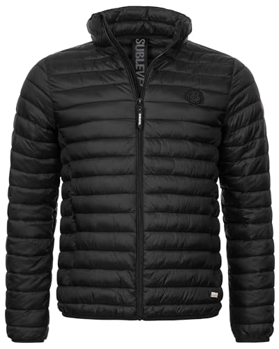 Herren Herbst Winter Stepp Jacke Stehkragen Übergangs sehr leicht, Farbe:Schwarz, Größe:S 46 von Sublevel