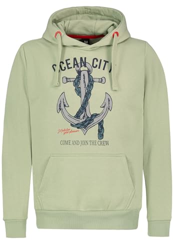 Sublevel Herren Hoodie Sweatshirt mit Anker-Print & Kapuze Light-Green M von Sublevel