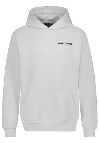 Sublevel Herren Hoodie mit Schriftzug Worldwide und Kängurutasche, Farben:Hellgrau, Größe Pullover:L von Sublevel