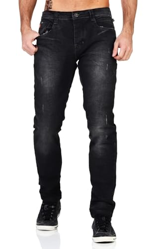 Sublevel Herren Jeans Hose ASSteve Slim LSL-474 gerades Bein Black Denim B132 W30 von Sublevel