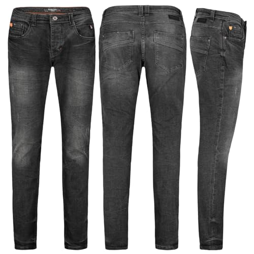 Sublevel Herren Jeans Hose Basic Stretch Jeanshose Regular Slim Denim, Hosengröße:W32, Farbe:Schwarz von Sublevel
