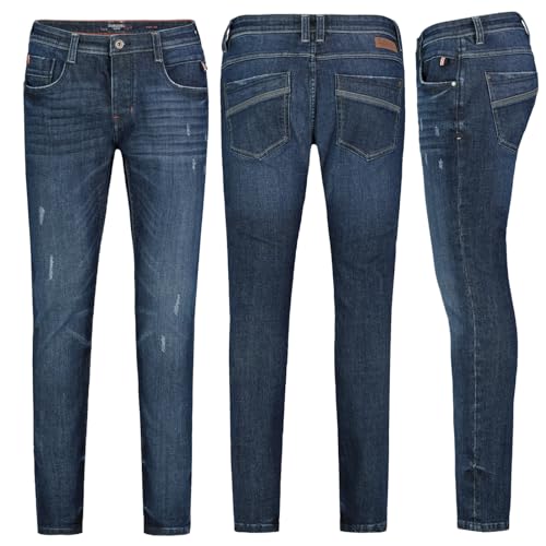 Sublevel Herren Jeans Hose Basic Stretch Jeanshose Regular Slim Denim, Hosengröße:W36, Farbe:Dunkelblau von Sublevel