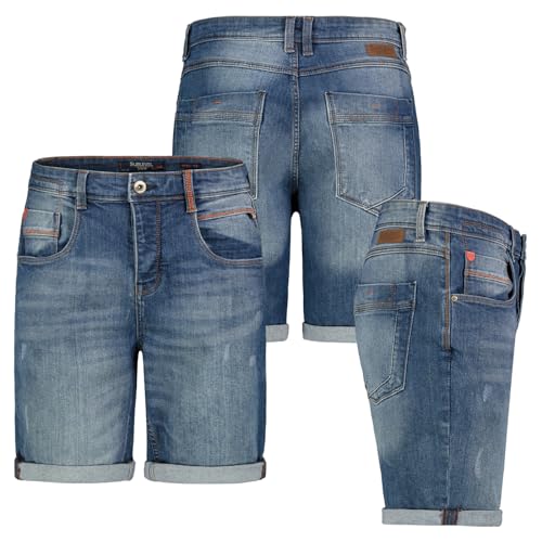 Sublevel Herren Jeans Short Freizeit Bermuda Kurze Hose Jeans Denim Shorts Sommer Urlaub Jeans Short, Hosengröße:W30, Farbe:Middle Blue von Sublevel