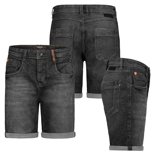 Sublevel Herren Jeans Short Freizeit Bermuda Kurze Hose Jeans Denim Shorts Sommer Urlaub Jeans Short, Hosengröße:W32, Farbe:Schwarz von Sublevel