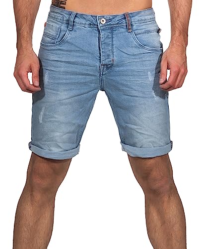 Sublevel Herren Jeans Shorts LSL-453 Bermuda mit Aufschlag Light Blue Denim L164 W29 von Sublevel