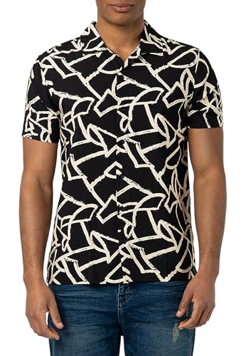 Sublevel Herren-Kurzarmhemd Allover Bedruckt Black XXL von Sublevel