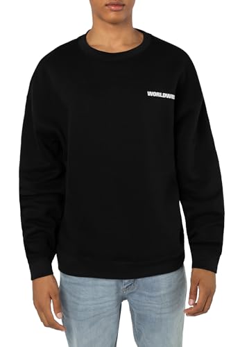 Sublevel Herren Oversized Sweater mit Worldwide Backprint – Trendy und Bequem für Streetwear Black L von Sublevel