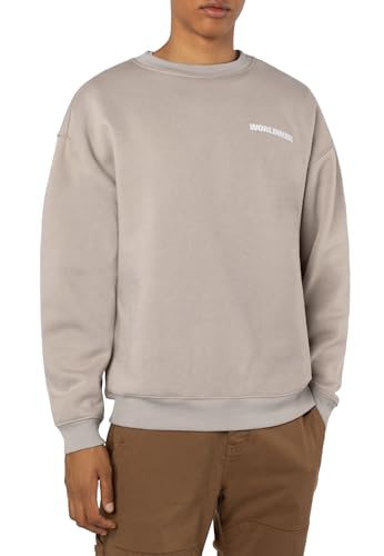 Sublevel Herren Oversized Sweater mit Worldwide Backprint – Trendy und Bequem für Streetwear beige S von Sublevel