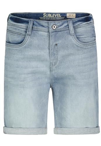 Sublevel Herren Stretch Jeansshorts mit umgeschlagenem Saum Denim Bermuda Hose, Farben:Hellblau, Größe:31W von Sublevel