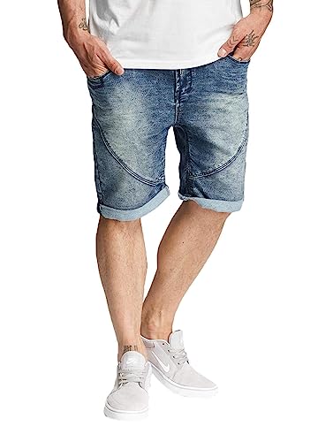 Sublevel Herren Sweat Bermuda-Shorts im Used Look & Jeansoptik | Bequeme Kurze Hose Middle-Blue 36 von Sublevel