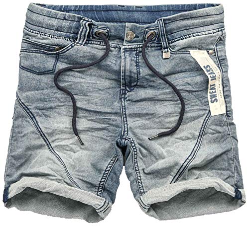 Sublevel Herren Sweat Jeans Shorts Kurze Hose Bermuda Sommer Sweathose Slim [B583-Mittelblau-W30] von Sublevel