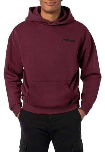 Sublevel Herren Sweathoodie - Worldwide Print, lässig und bequem Dark-red XXL von Sublevel