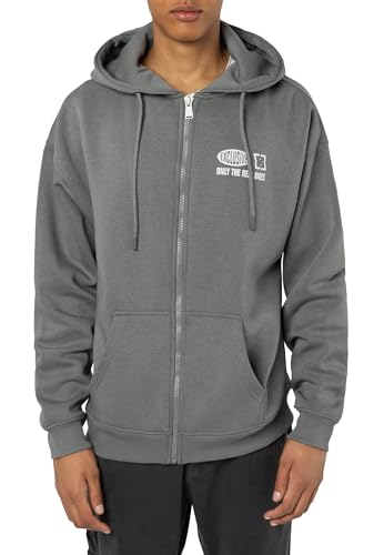 Sublevel Herren Sweatjacke mit Backprint, Oversized Zip Hoodie mit Kapuze Grey XXL von Sublevel